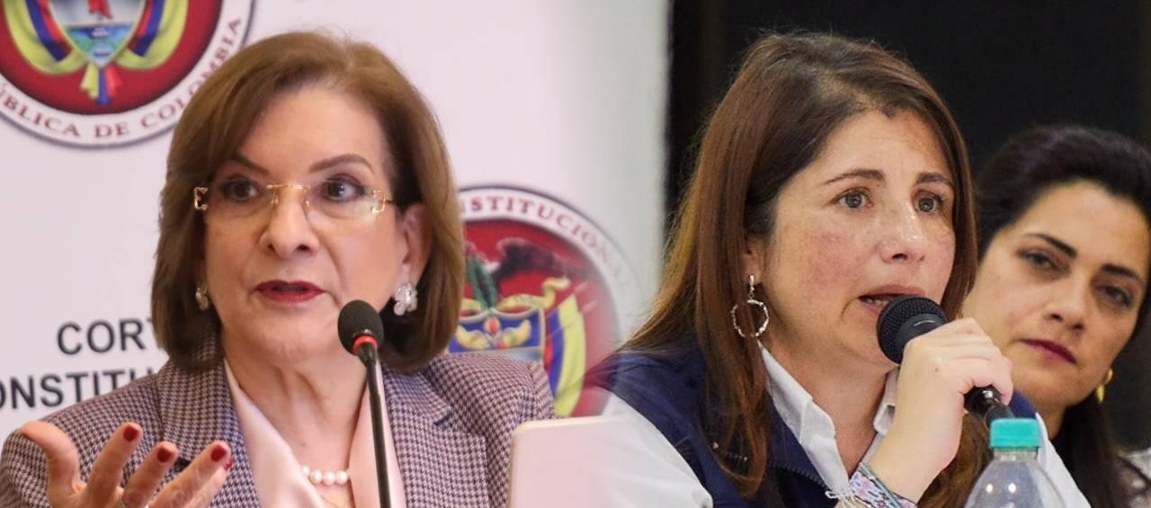 La procuradora Margarita Cabello y la defensora del Pueblo, Iris Marín.