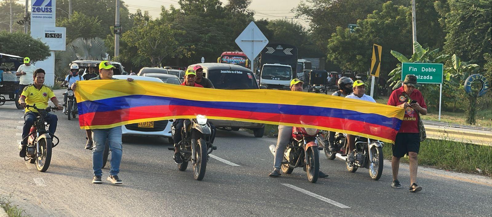 Protesta en el peaje de Sabanagrande este viernes. 