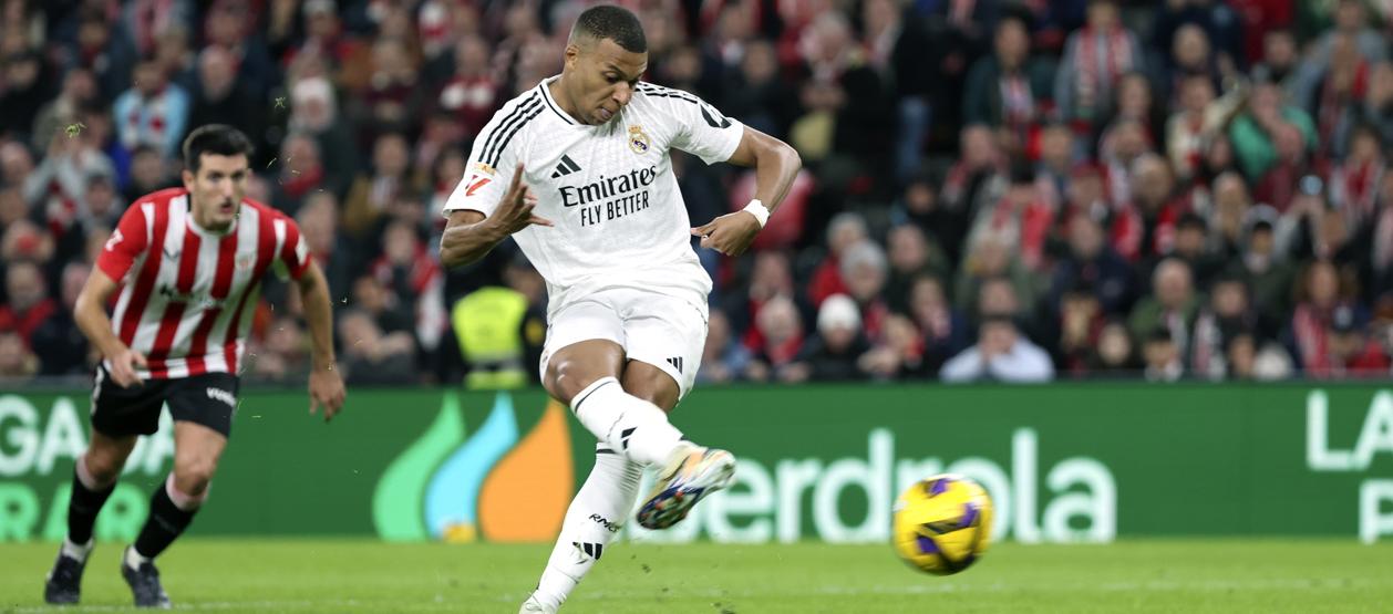 El penalti ejecutado por Kylian Mbappé y que fue atajado por Julen Agirrezabala.