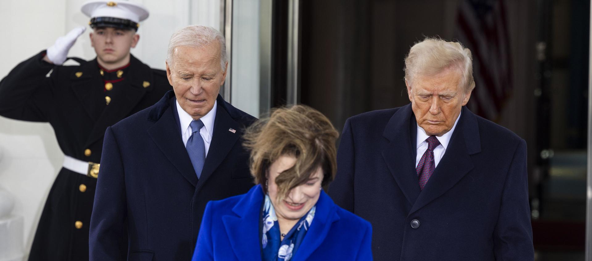 Joe Biden y Donald Trump en la llegada del republicano a la Casa Blanca.