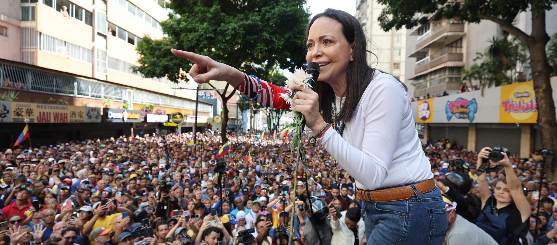 María Corina Machado en las protestas del pasado jueves.