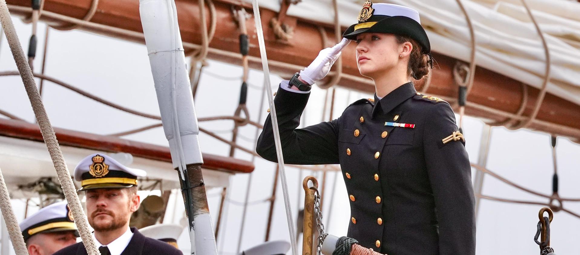 La Princesa de Asturias, Leonor, este sábado en el buque escuela de la Armada española.