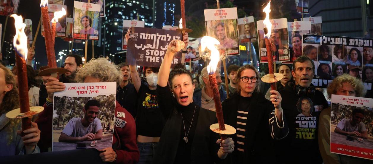 Familiares de rehenes retenidos por Hamás en Gaza.