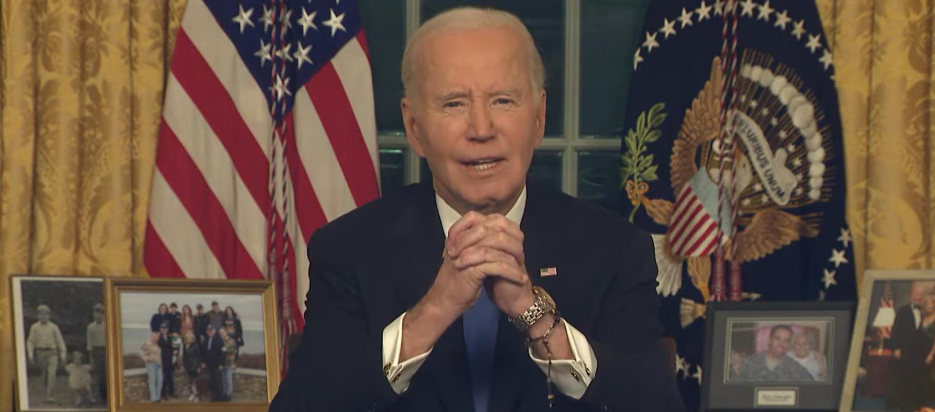 Joe Biden en su último discurso como presidente en la Casa Blanca. 
