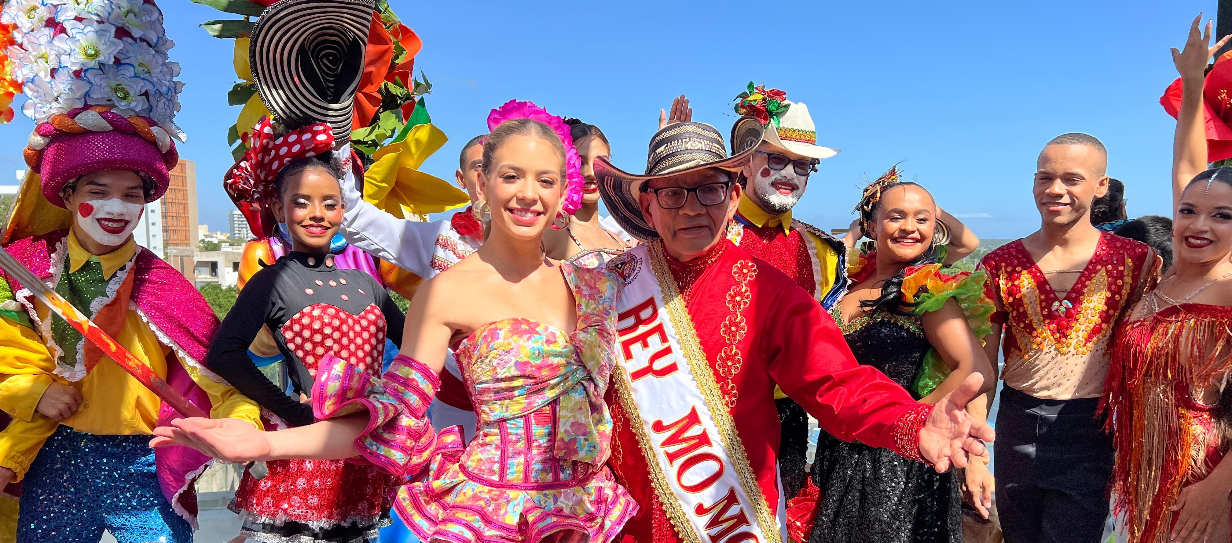 Reina del Carnaval Tatiana Angulo Fernández De Castro y Rey Momo Gabriel Marriaga. 