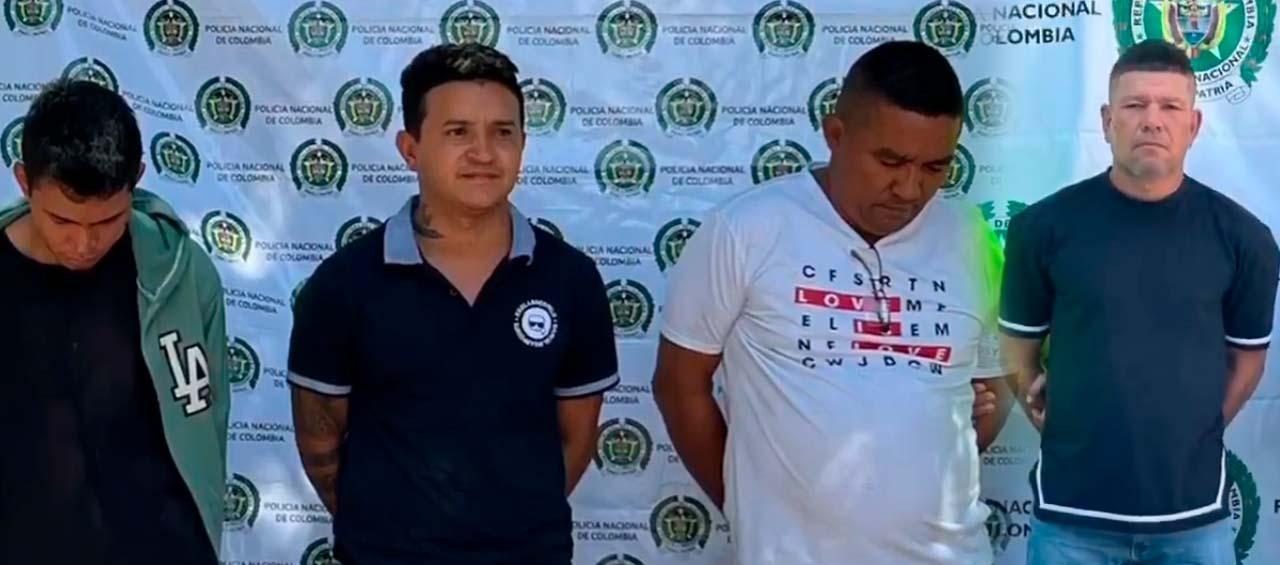 Los cuatro presuntos integrantes del 'Clan del Golfo' capturados.