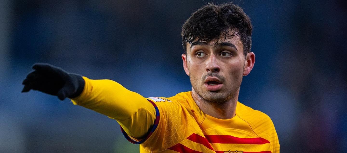 Pedri González en un partido con el Barcelona.