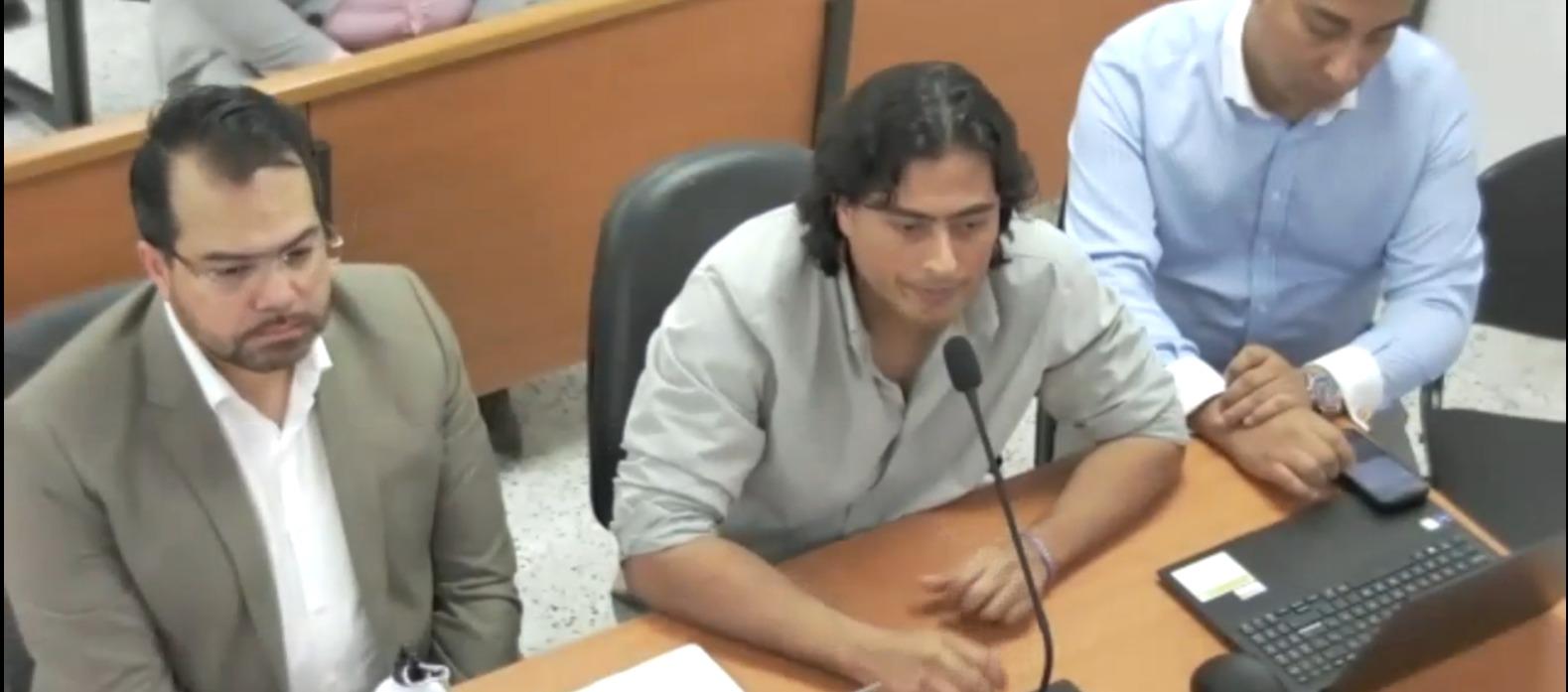Nicolás Petro durante la audiencia de hoy.