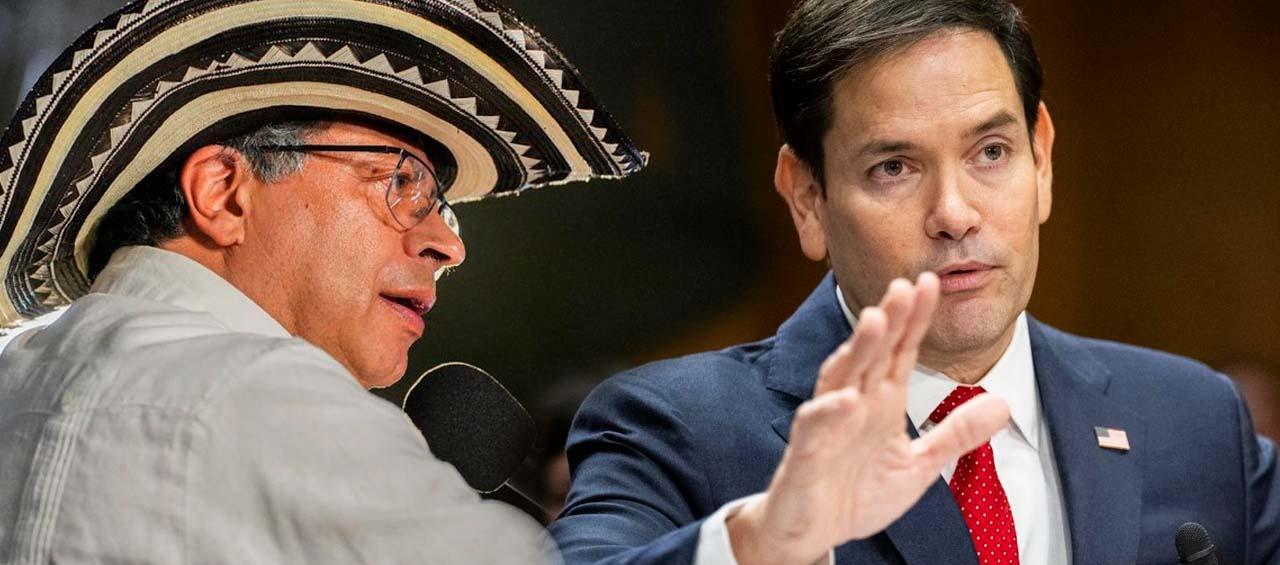 Presidente Gustavo Petro y Marco Rubio. 