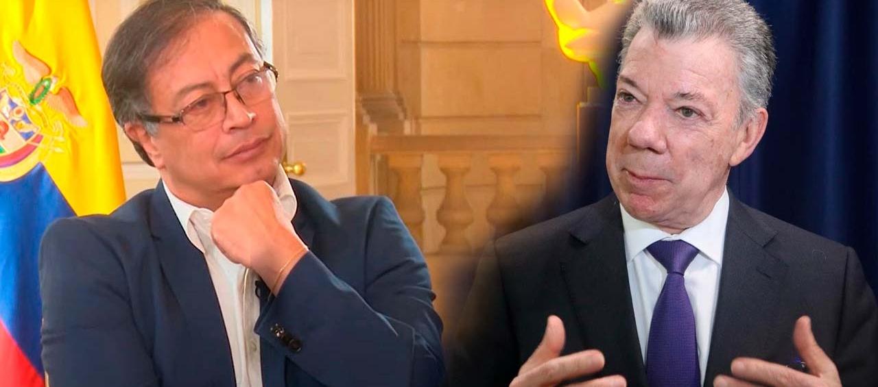 Presidente Gustavo Petro y el expresidente Juan Manuel Santos. 