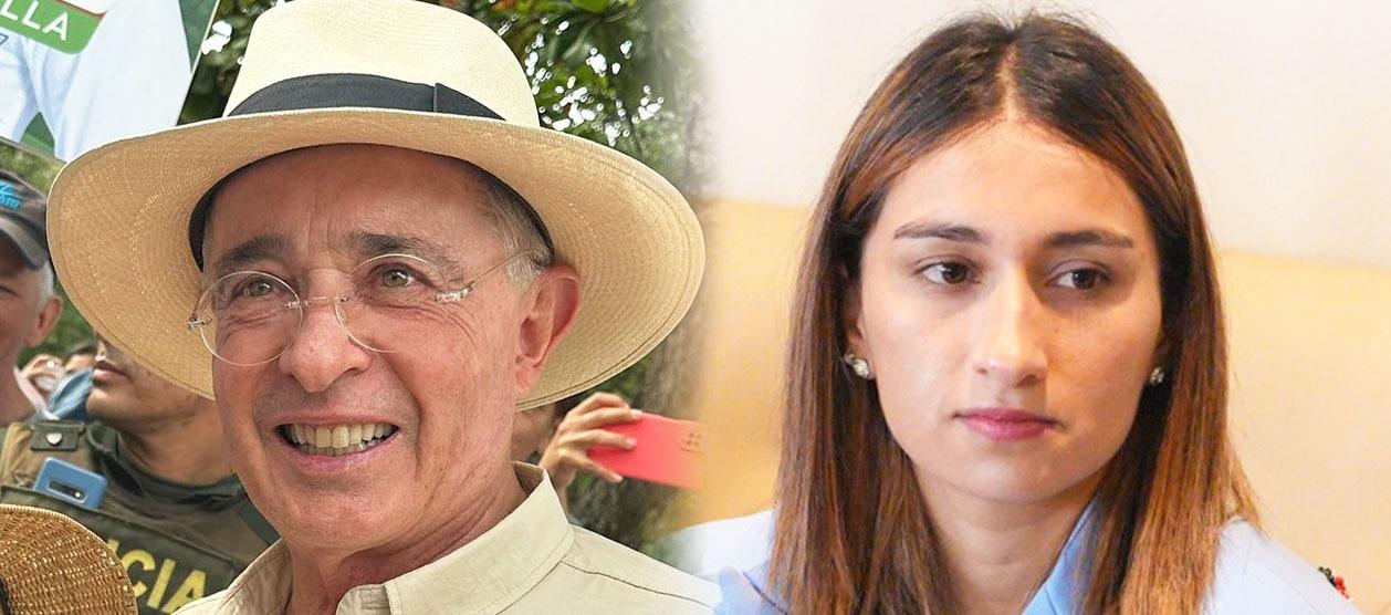 El expresidente Álvaro Uribe y la Canciller designada Laura Sarabia.