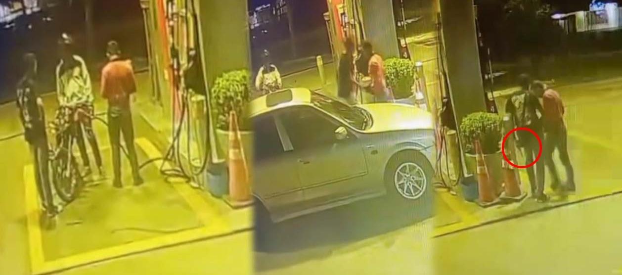 Momentos del atraco a trabajador de gasolinera.