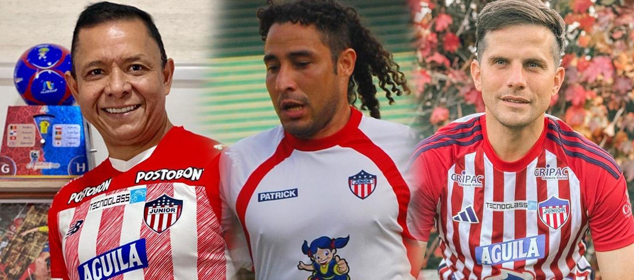 Iván René Valenciano, Jorge Bolaño y Junior Ischia, tres hijos de exjugadores del Junior que también vistieron su camiseta.