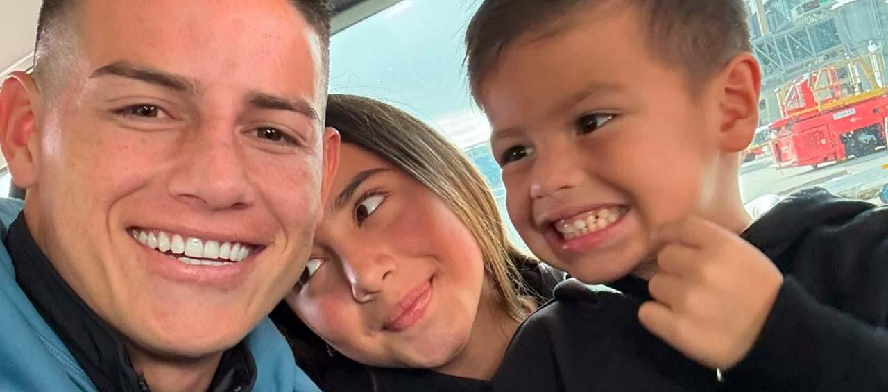 James Rodríguez tras llegar a Colombia son sus hijos Salomé y Samuel.