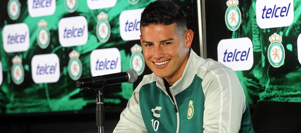 James Rodríguez durante su presentación como nuevo jugador del León.