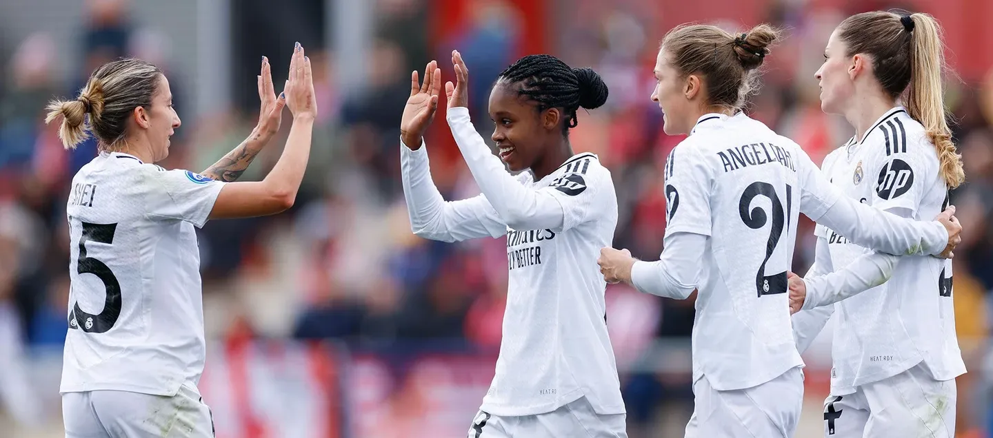 Linda Caicedo festeja su gol contra el Atlético de Madrid. 