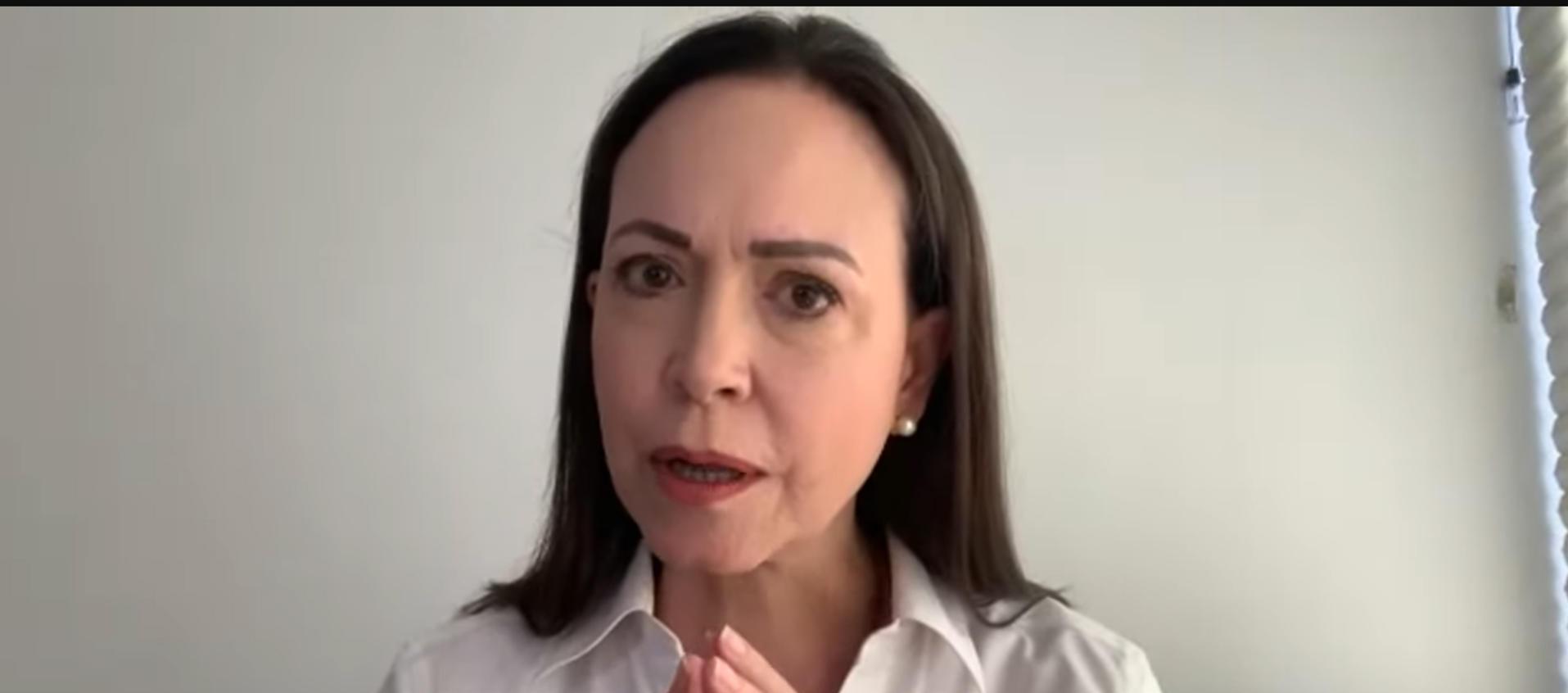 María Corina Machado en la reunión virtual.