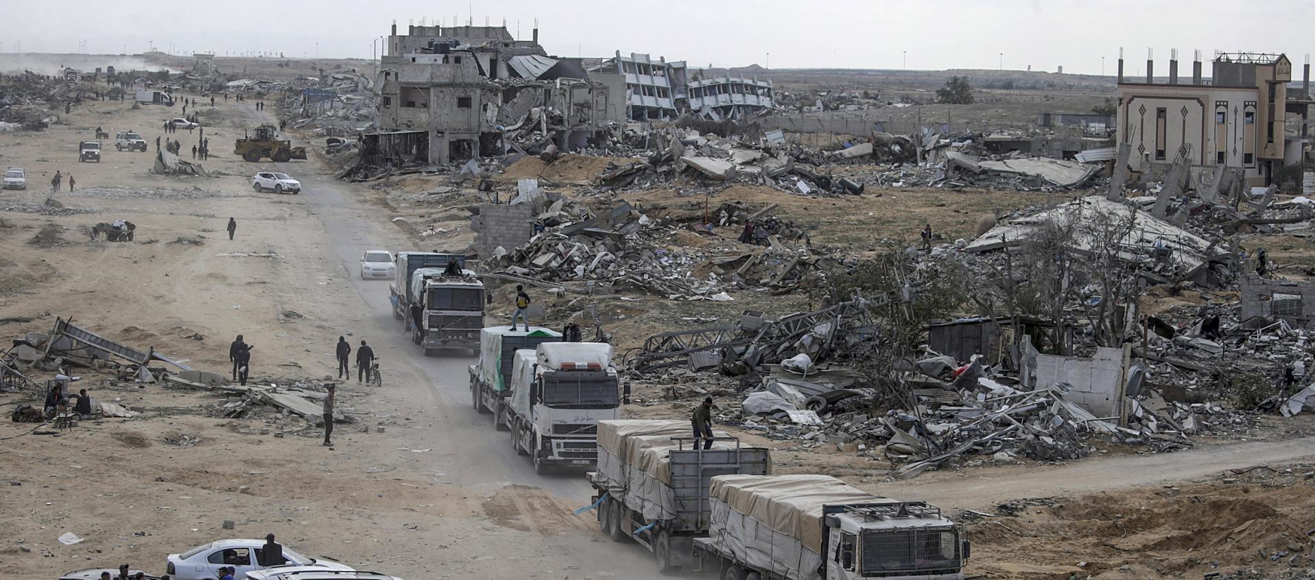 Edificaciones destruidas en Rafah, sur de la Franja de Gaza.