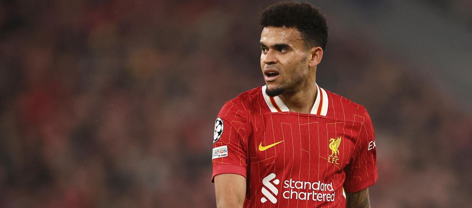 Luis Díaz en un partido de Champions League con Liverpool esta temporada.