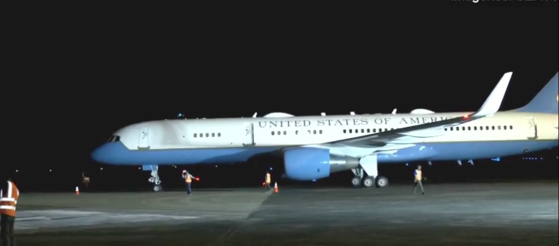 Avión que aterrizó en Panamá con el Secretario de Estado Marco Rubio. 
