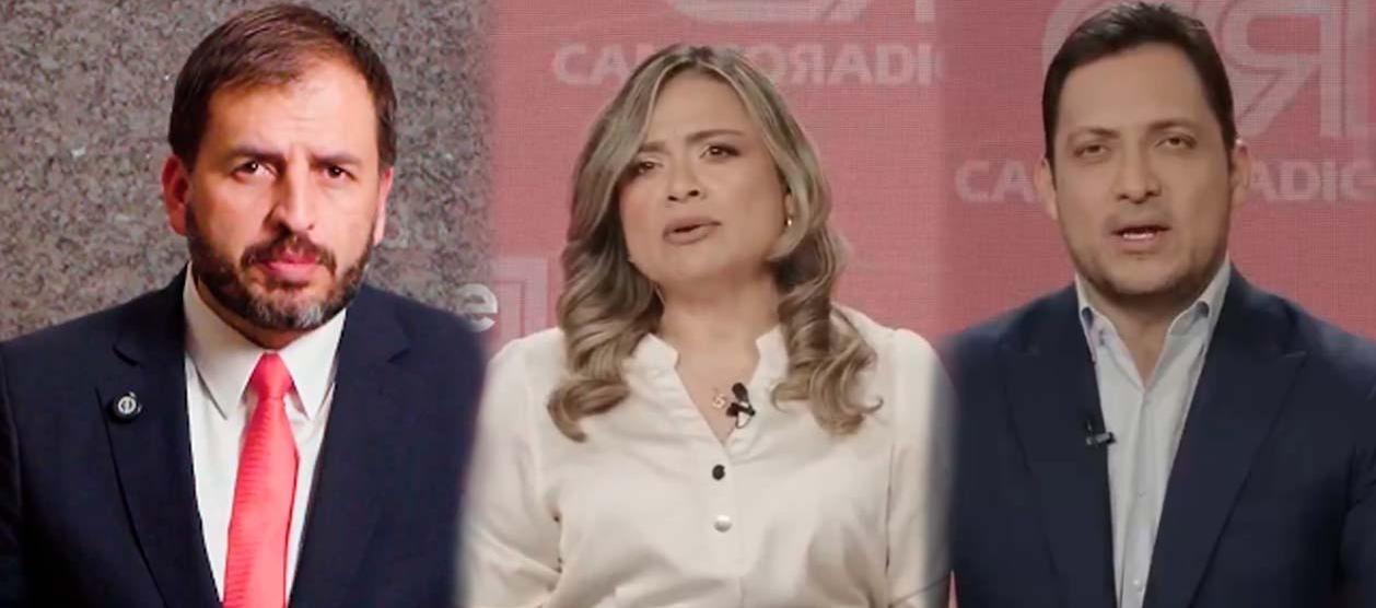 Congresistas de los partidos de oposición en la transmisión del derecho a réplica.