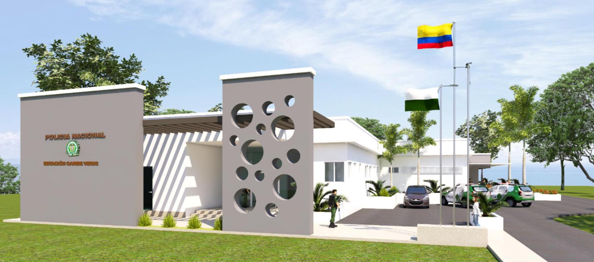 El render de una de las estaciones de Policía.