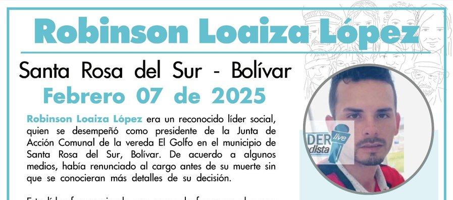 Indepaz anunciando la muerte de Robinson Loaiza López.