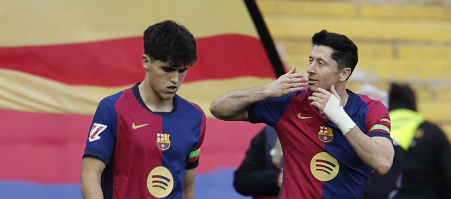 Lewandowski celebrando su anotación.