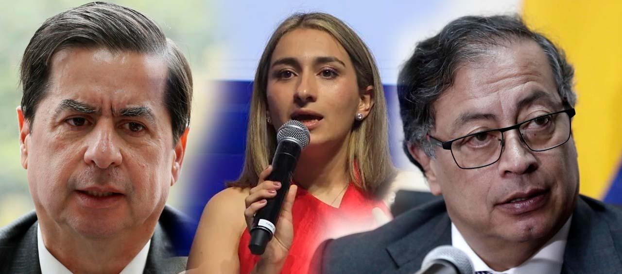 Juan Fernando Cristo, Laura Sarabia y Gustavo Petro.