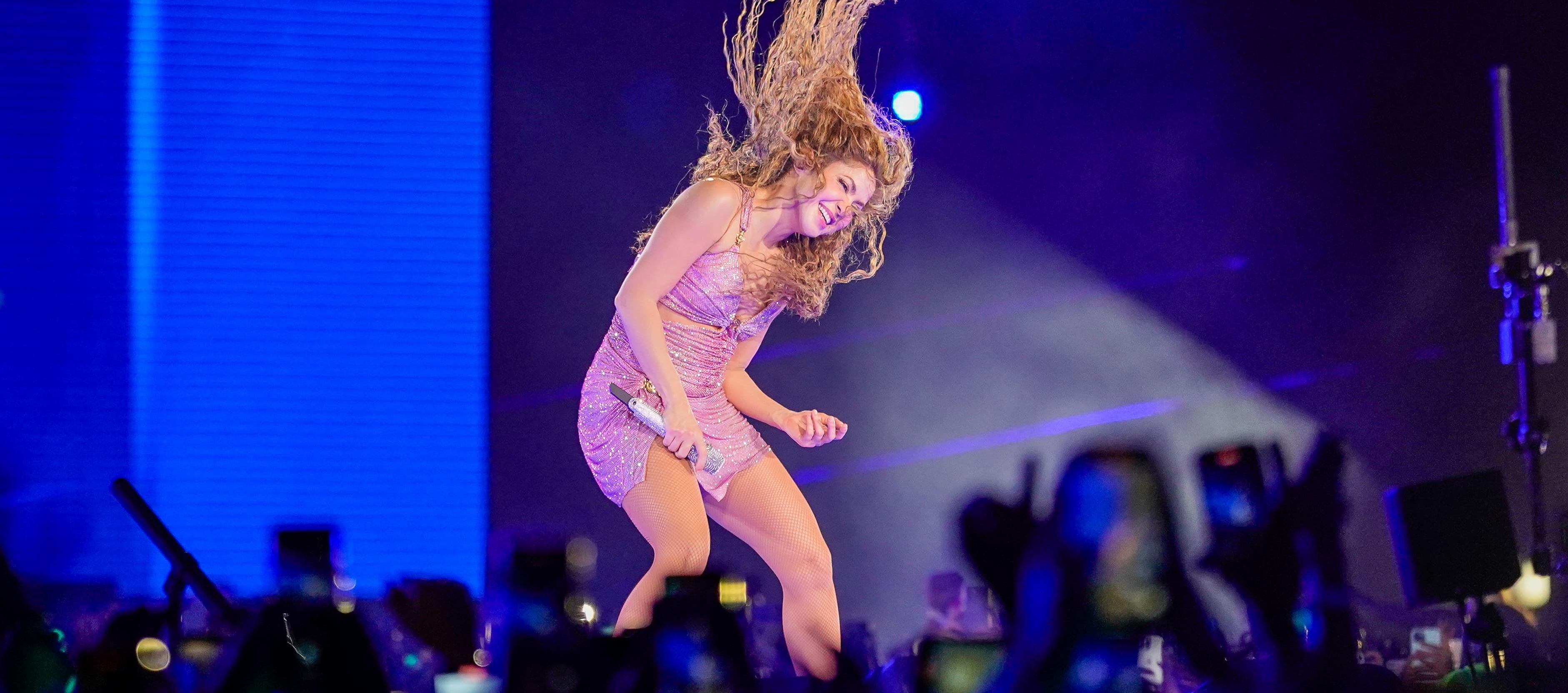 Shakira en su presentación esta noche en el Metropolitano. 