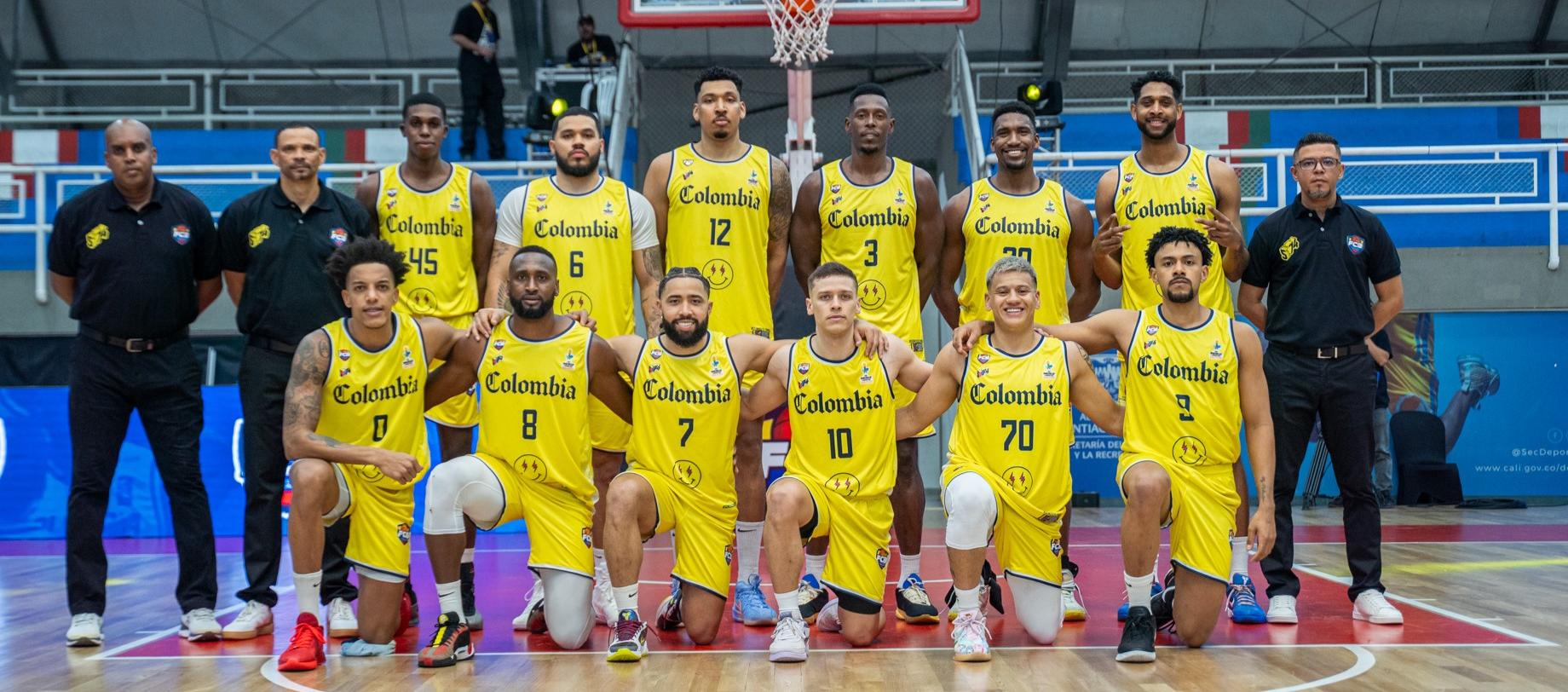 Selección Colombia de baloncesto que derrotó por 97-91 a Chile.