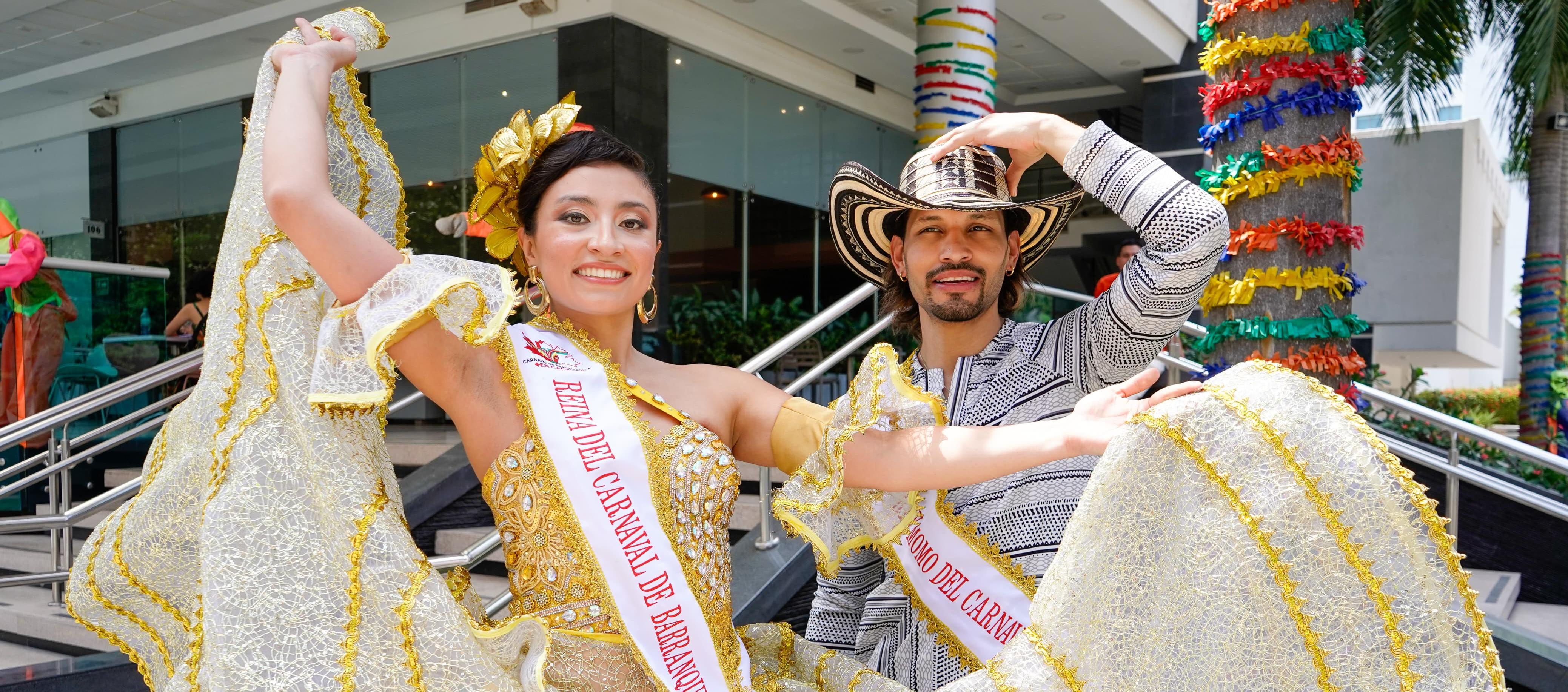 Stefania Novoa y Andrés Acevedo, Reina y Rey Momo del Carnaval de Barranquilla en Canadá.