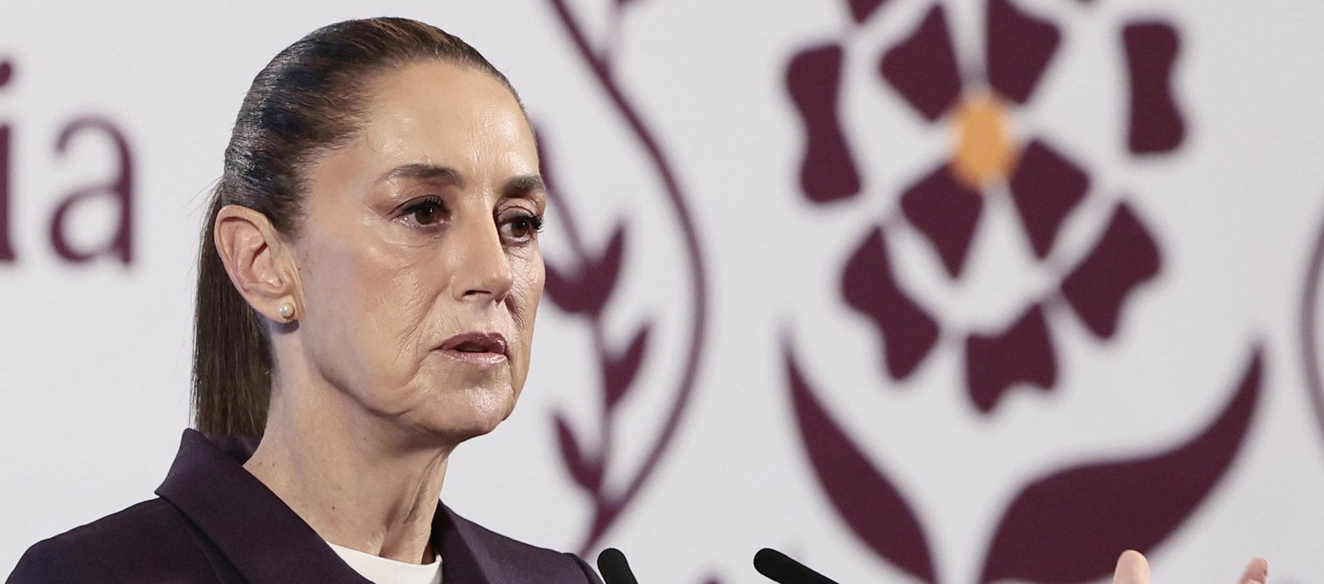 La Presidenta Claudia Sheinbaum en rueda de prensa esta mañana.
