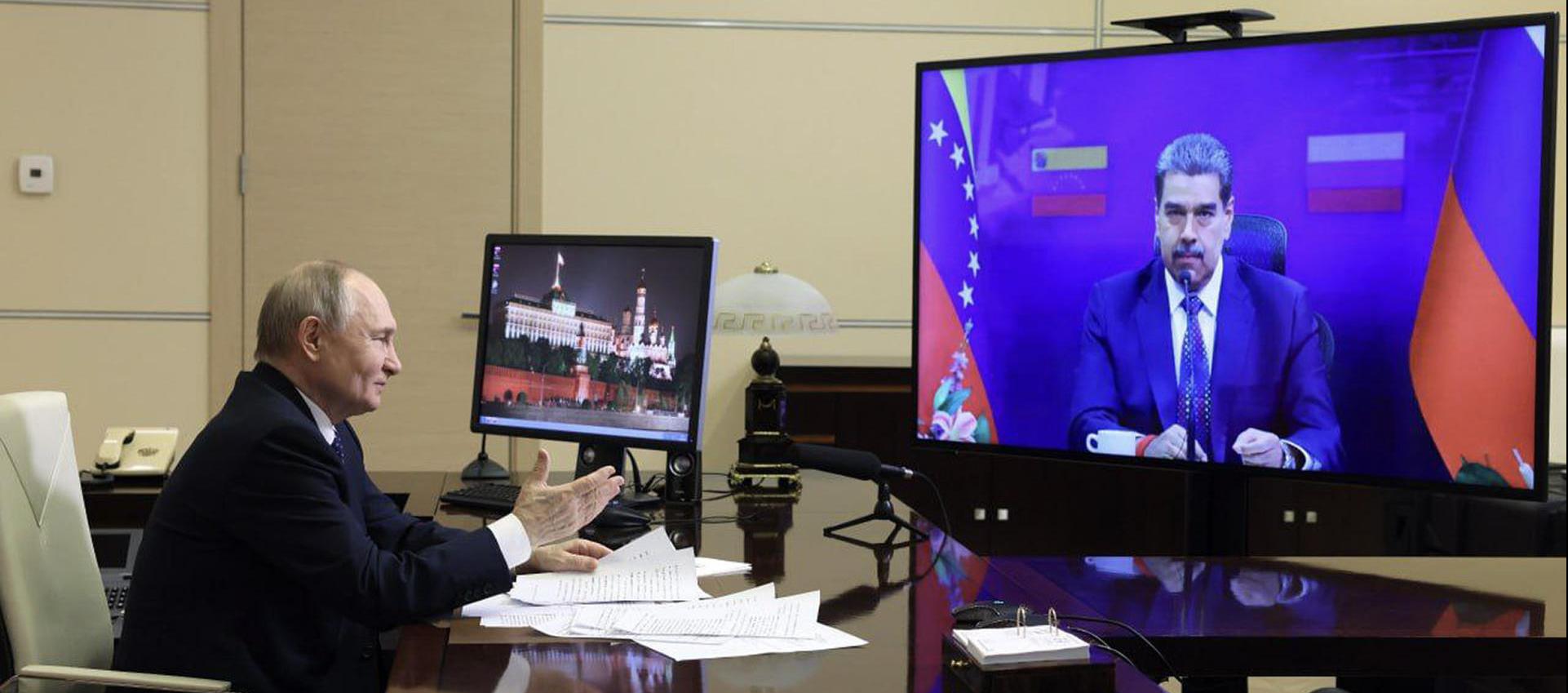 Los Presidentes Nicolás Maduro y Vladímir Putin en videoconferencia este viernes.
