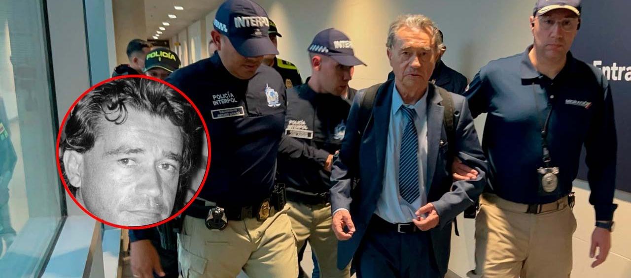 Carlos Lehder siendo detenido en el Aeropuerto El Dorado.