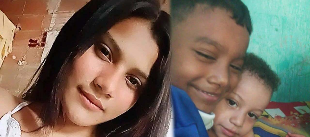 Nayely Pedraza Cantillo y sus hijos. 