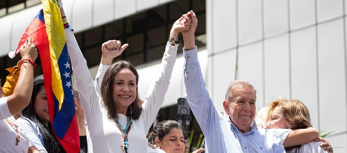 María Corina Machado y Edmundo González en manifestación en Venezuela el año pasado.