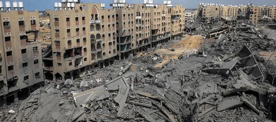 Destrucción en el sur de Gaza.