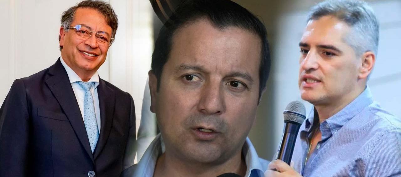 El Presidente Gustavo Petro, el exsenador David Luna y el gobernador de Antioquia, Andrés Julián Rendón. 