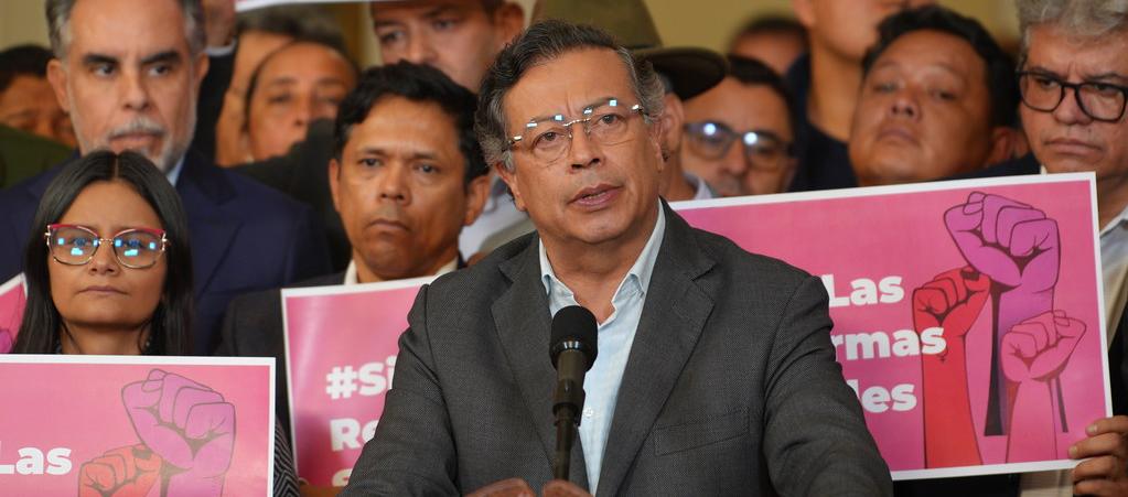 El Presidente Gustavo Petro durante la alocución de esta noche. 