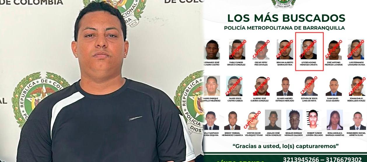 Leider Adonis Mendoza Urueta aparece en el cartel de los más buscados en Barranquilla. 