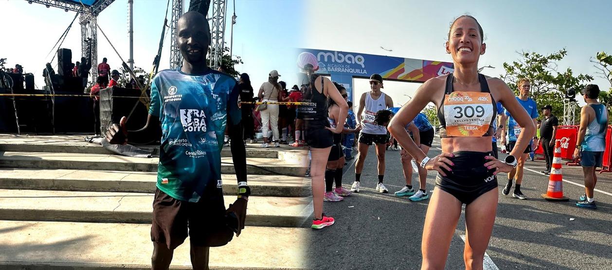 El keniano Dickson Kimeli y la barranquillera Kellys Arias.