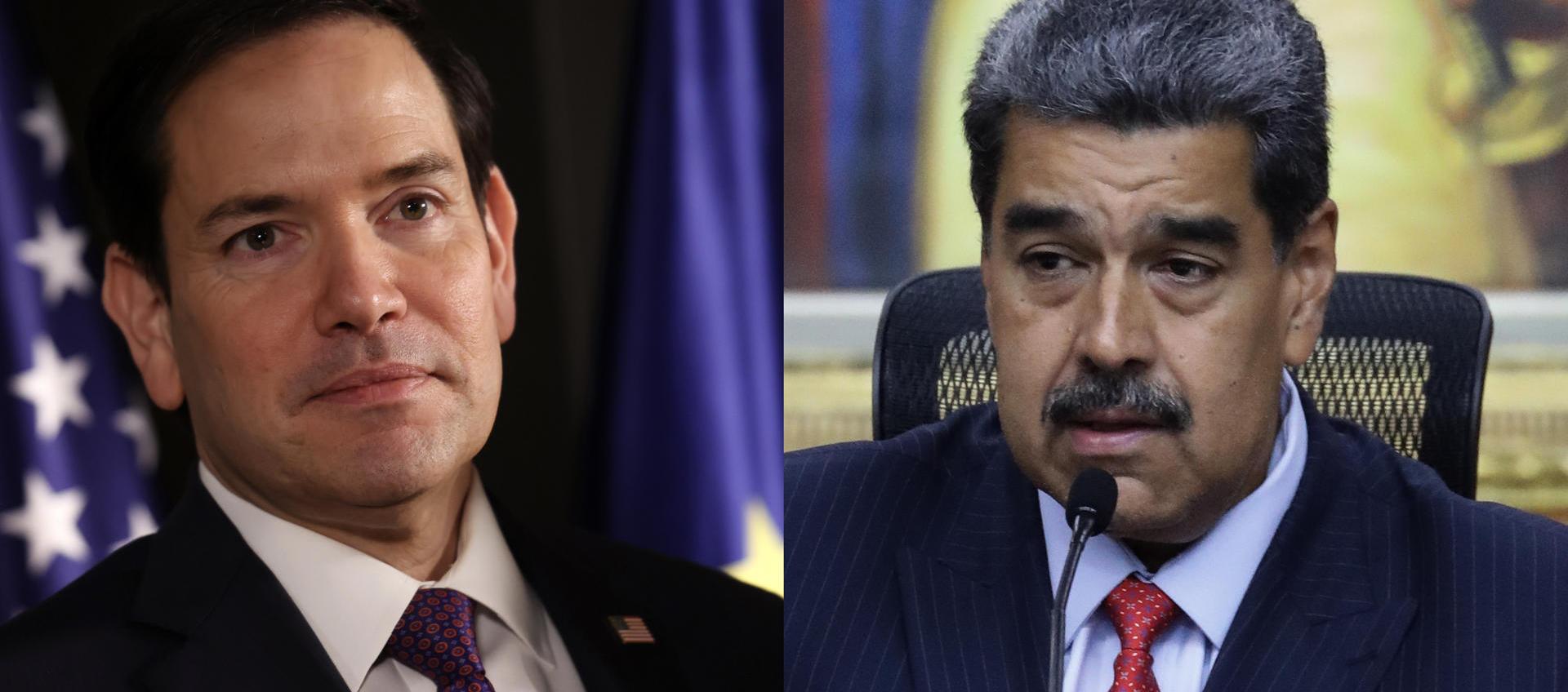 Secretario de Estado de Estados Unidos, Marco Rubio; y Nicolás Maduro. 