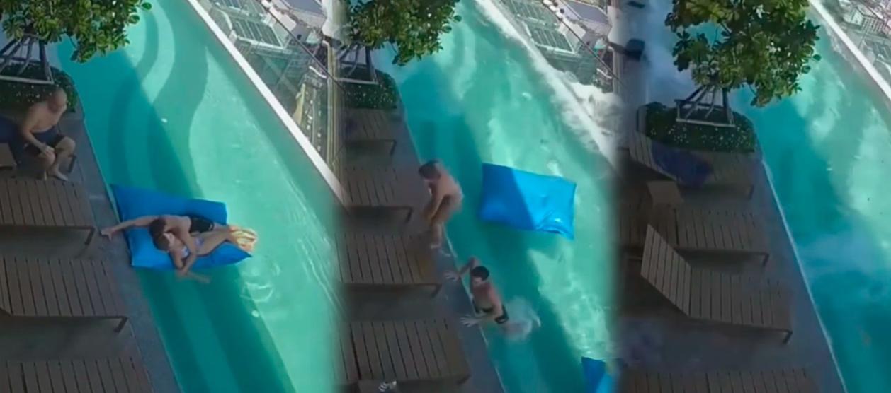 Turistas en la piscina de un rascacielos en Bangkok. 