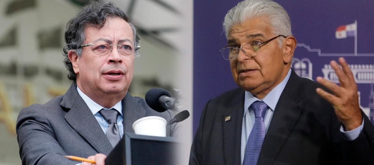 Gustavo Petro y José Raúl Mulino, presidentes de Colombia y Panamá, respectivamente.