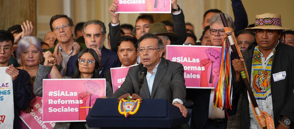 El Presidente Gustavo Petro durante su alocución de esta noche. 