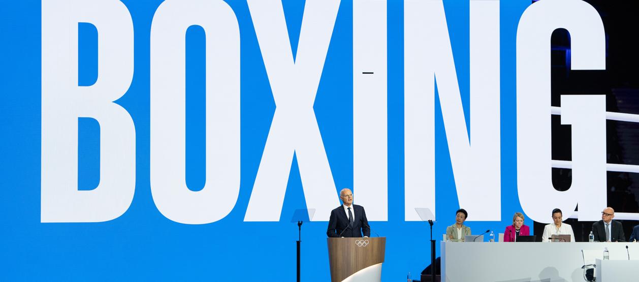 Aspecto de la sesión del COI en la que se admitió el boxeo para los Olímpicos de 2028.