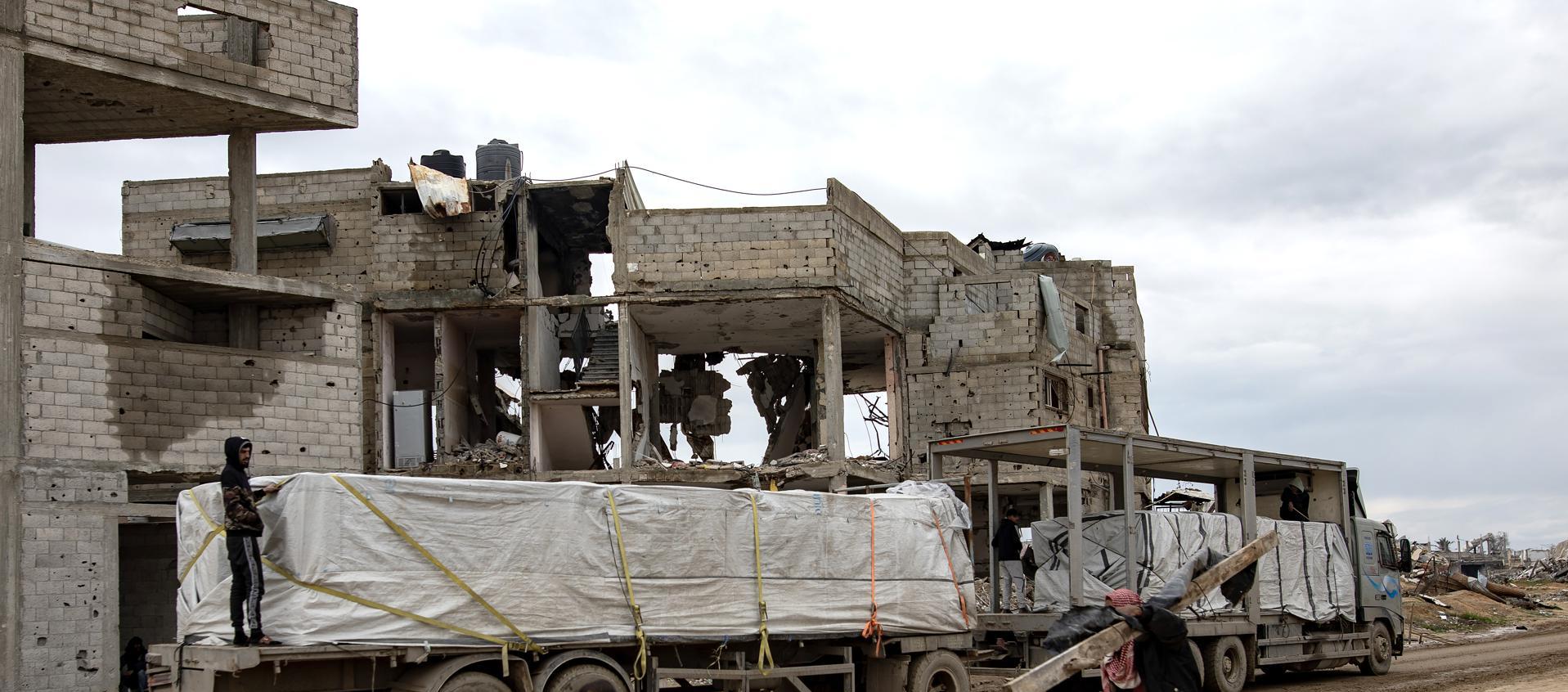 Transportes de ayuda humanitaria en Gaza.