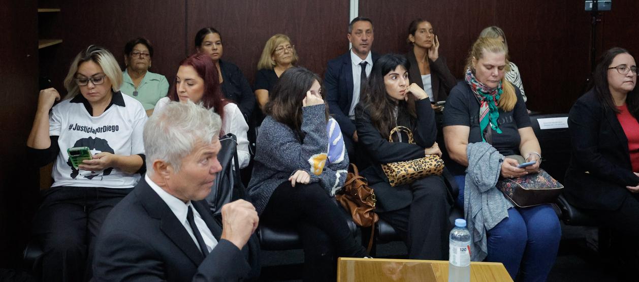 Imagen de una de las audiencias del juicio por la muerte de Maradona.