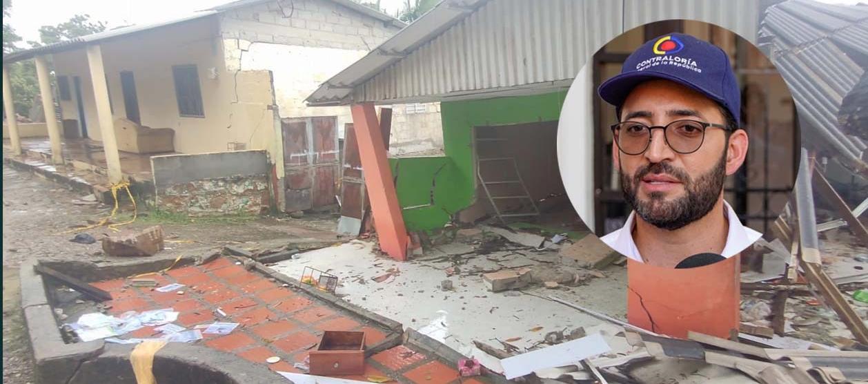 Zona del desastre en Piojó y el Vicecontralor Carlos Zuluaga.